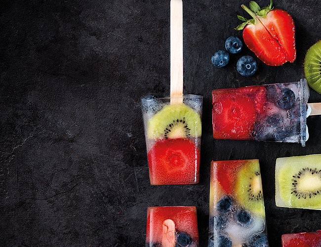 Watermelon popsicles with colourful fruit