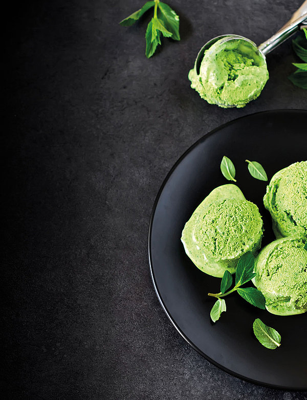 Green basil and lime ice cream